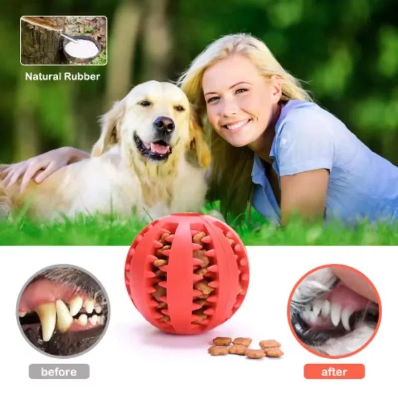 1PCS Rubber Pet Dog Cat Toy Ball Chew Treat Holder Tooth Cleaning Ball Food Dog Puppy Ball Training Interactive Pet Supplies