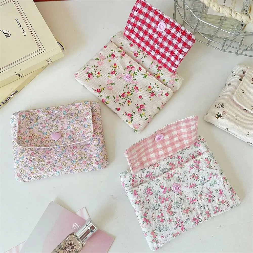 

Multifunctional Mini Canvas Coin Purse Floral Print Bowknot Small Lipstick Bag Jewelry Packing Bag Card Holder