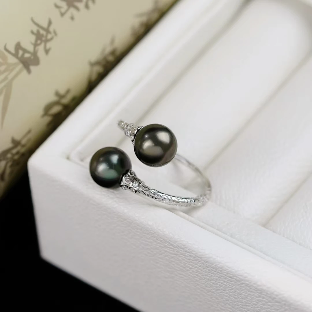 925 Sterling Silver Adjustable Finger Ring Mounting Base Settings Findings Parts Fittings Accessories for 7-8mm Pearls