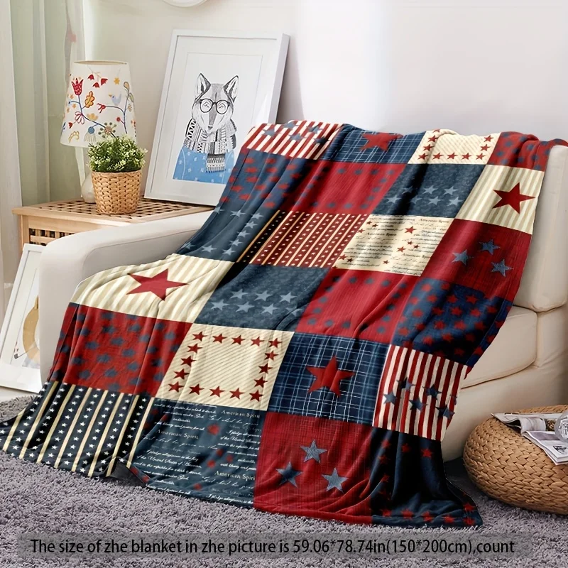 Assemble the star pattern Flannel printed blanket suitable for all seasons suitable for living room office sofa and travel