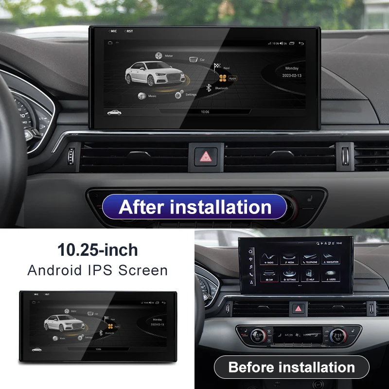 10.25inch Android14 Wireless CarPlay AUTO for AUDI A4 A5 B9 Automobile Intelligence System Car Multimedia GPS Navigation Screen