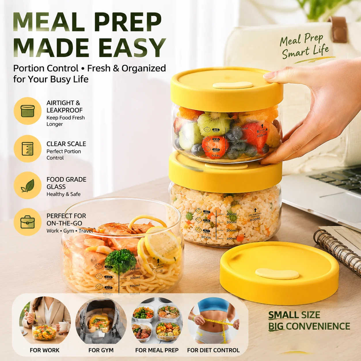 Baby Food Jars Glass - 붕규산 유리 밀폐용기 세트, 뚜껑 포함,