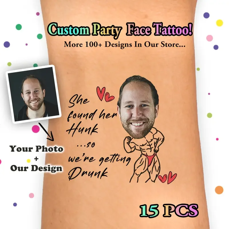 

Временная татуировка в форме сердца на заказ, персонализированная милая забавная портретная наклейка для любовника, День святого Валентина, 15 шт., персонализированная наклейка на заказ