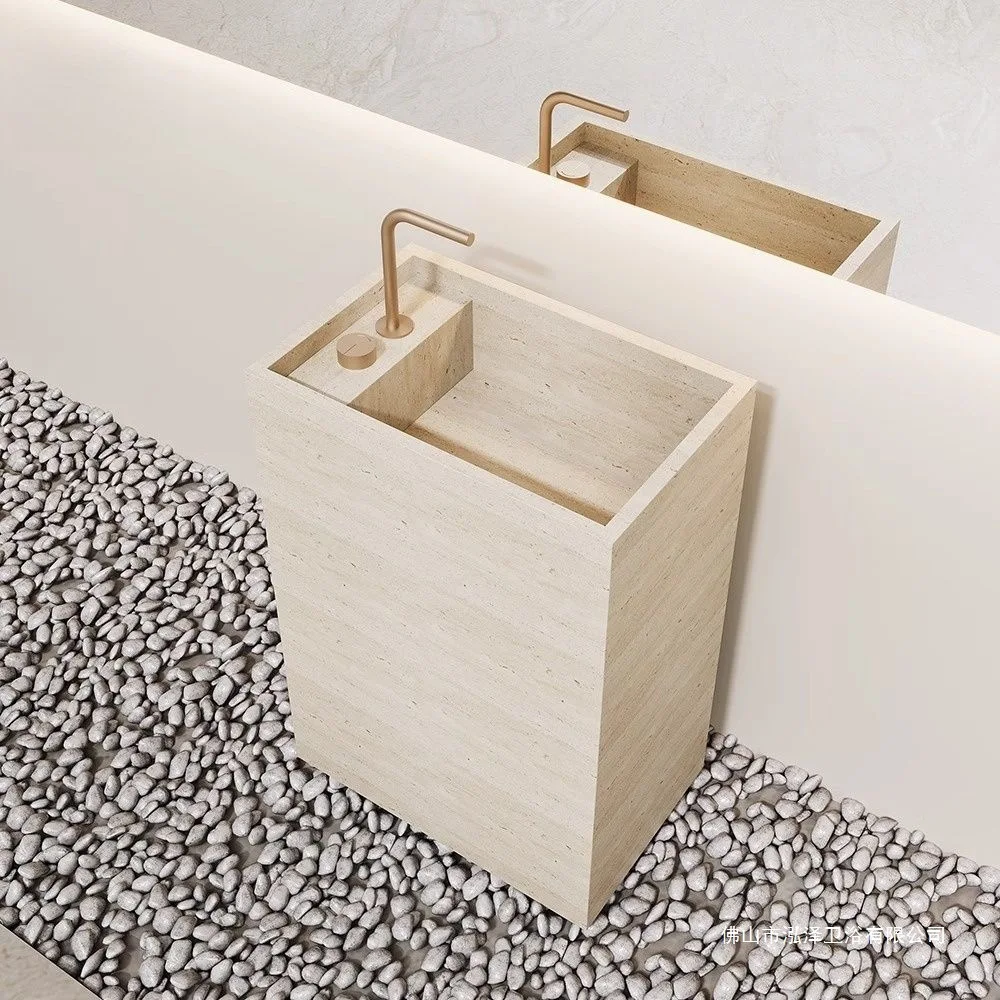 Hotel floor-to-ceiling column basin B & B wind rock slab integrated hidden water simple bathroom bathroom cabinet can be determi