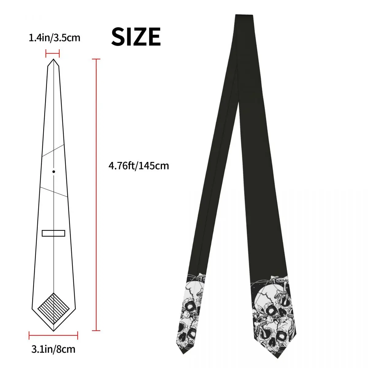 Overgrown Mushrooms Gone Skull Unisex Necktie Silk Polyester 8 cm Wide Death Gothic Neck Tie for Men Suits Accessories Cravat