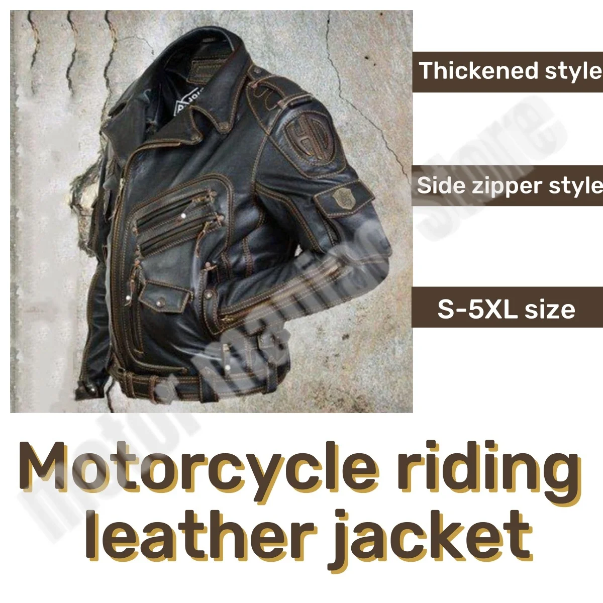 2024 Autumn/Winter New Motorcycle Riding Leather Jacket PU Personalized Leather Jacket Multi Pocket Side Zipper Casual Jacket