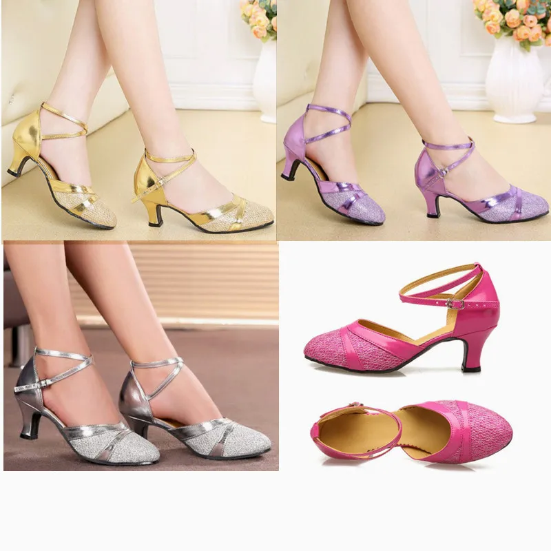 Women Latin Dance Shoes Ballroom/Outdoor Tango Modern Party Dance Shoes 3.5/5.5/7CM High Heels Closed Toe Salsa Shoes