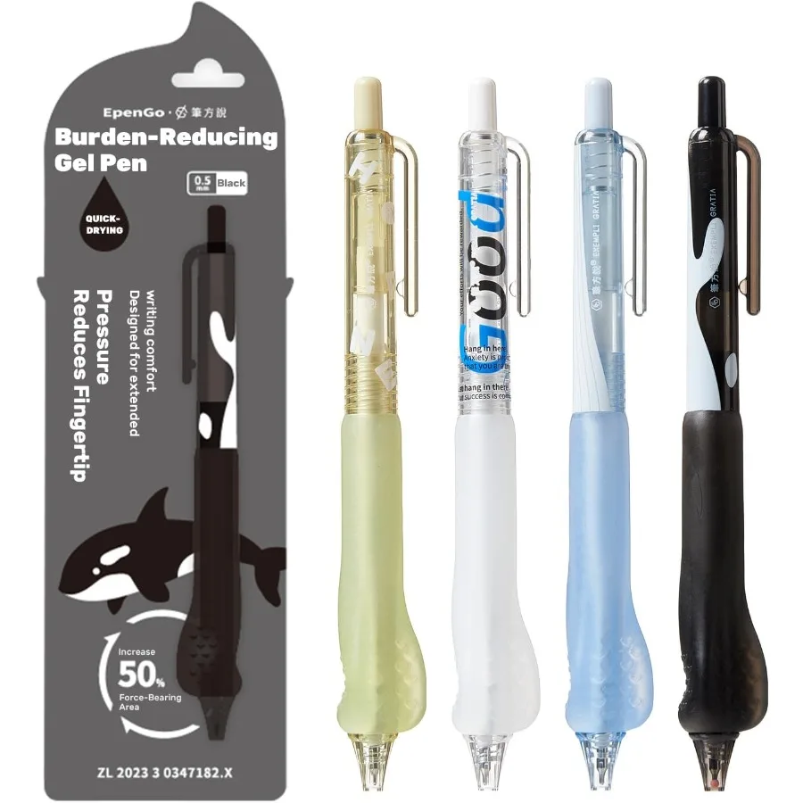

Гладкие ручки для письма, гелевая ручка с черными чернилами 0,5 мм, выдвижной дизайн с эргономичной мягкой подушкой, 5 шт. для офиса