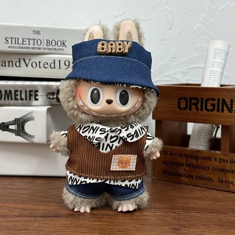 17 cm Labubu-Anhänger, Babykleidung, Vinyl, Labubu-Puppe, kann getragen und für Plüschtiere, Kleidungsset, Kinderspielzeug geändert werden