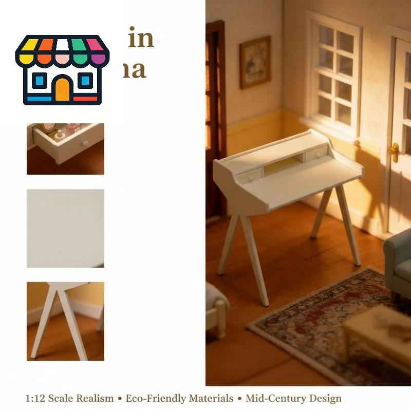 

1/12 Scale Miniature Dressing Table – Dollhouse Vanity & Bedroom Side Table for Micro Scene Decor