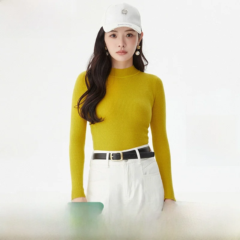 

Slim Fit Long Sve Pure Color Base irt Женский трикотаж Топ Зима 2025 Faion Повседневный удобный дышащий экипаж Ne