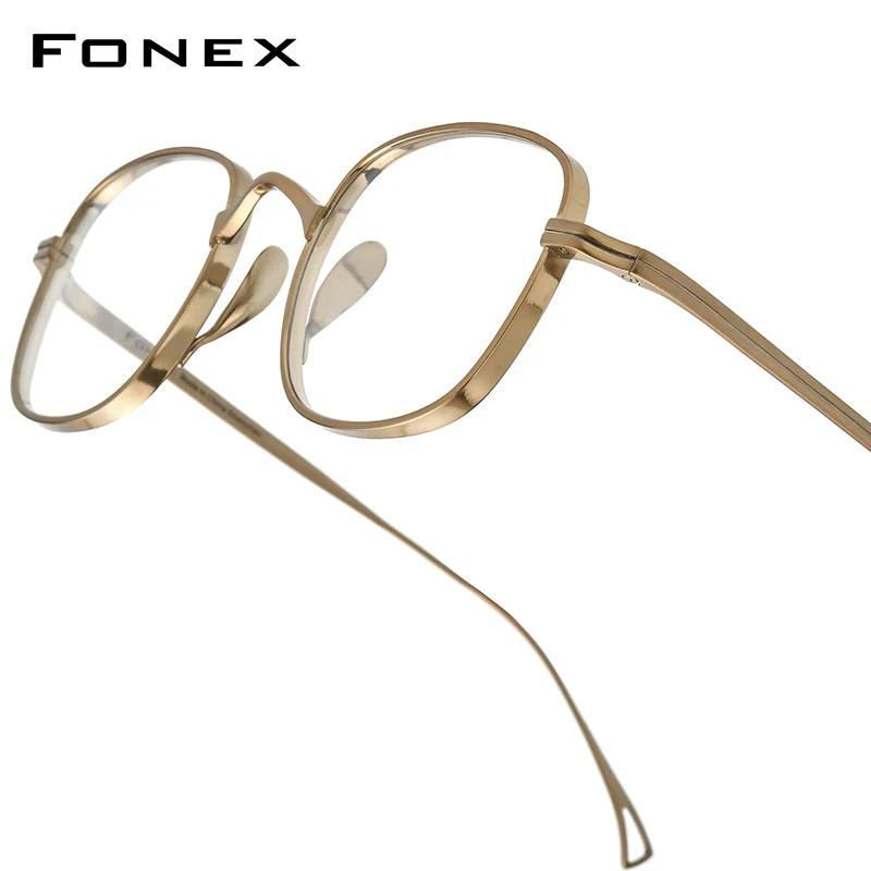 FONEX Pure Titanium Glasses Frame Men Brand Design Retro Ultralight Square Eyeglasses Japanese High-end Quality Eyewear 85649