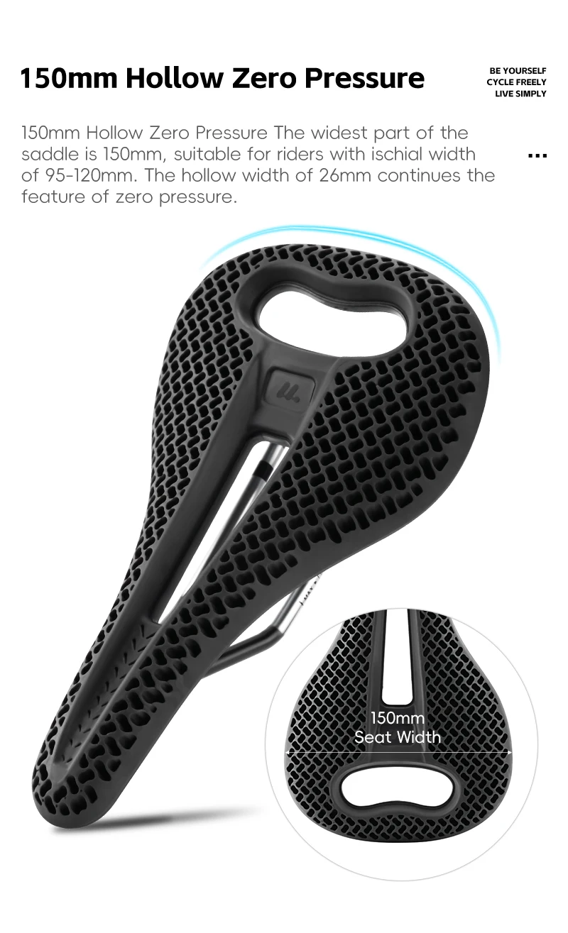 WEST BIKING 3D Honeycomb Fahrradsattel Atmungsaktiver Hohlsitz zur Druckentlastung Leichtgewichtiger Sitz für Rennräder und Mountainbikes Langstreckenfahrten – Detail 6