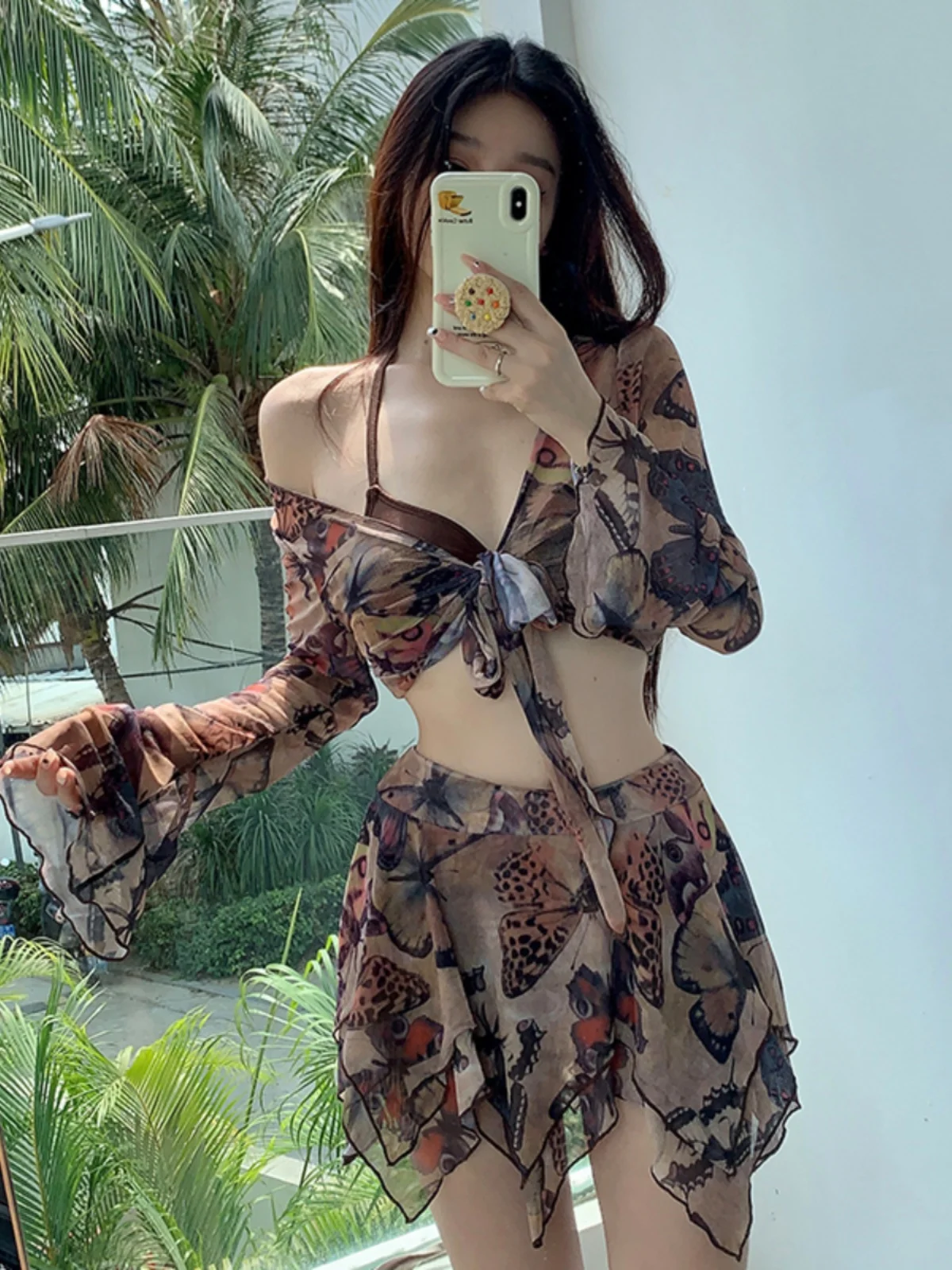 

Sexy Spicy Fem Bikini Swimsuit Four-Piece Set Small Chest Gather Slimming Holiday Swimming Wear Nylon Material with Chest Pad