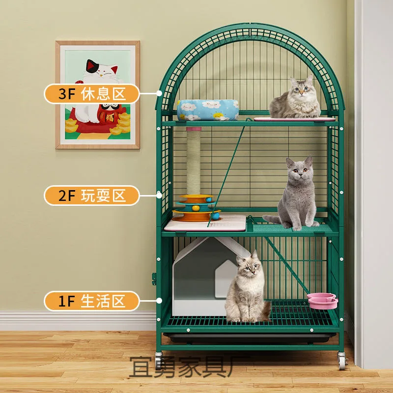 

Cat cage villa Indoor household with toilet Dome space Cat house nest Small cat cage