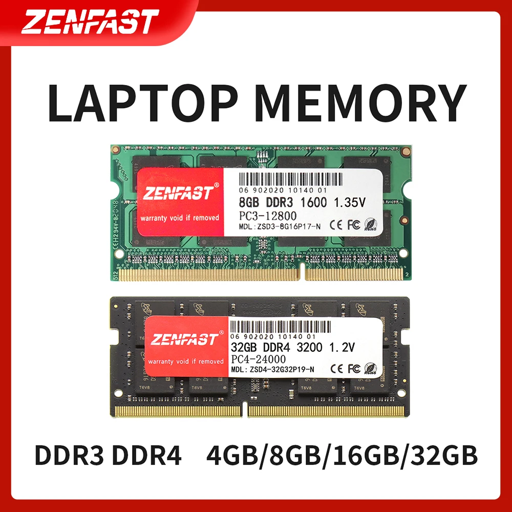 Top ZENFAST Memoria Ram DDR3 DDR4 8GB 4GB 16GB 32GB 1333 1600 2133 2400 2666 3200MHz Sodimm Notebook Laptop Memory