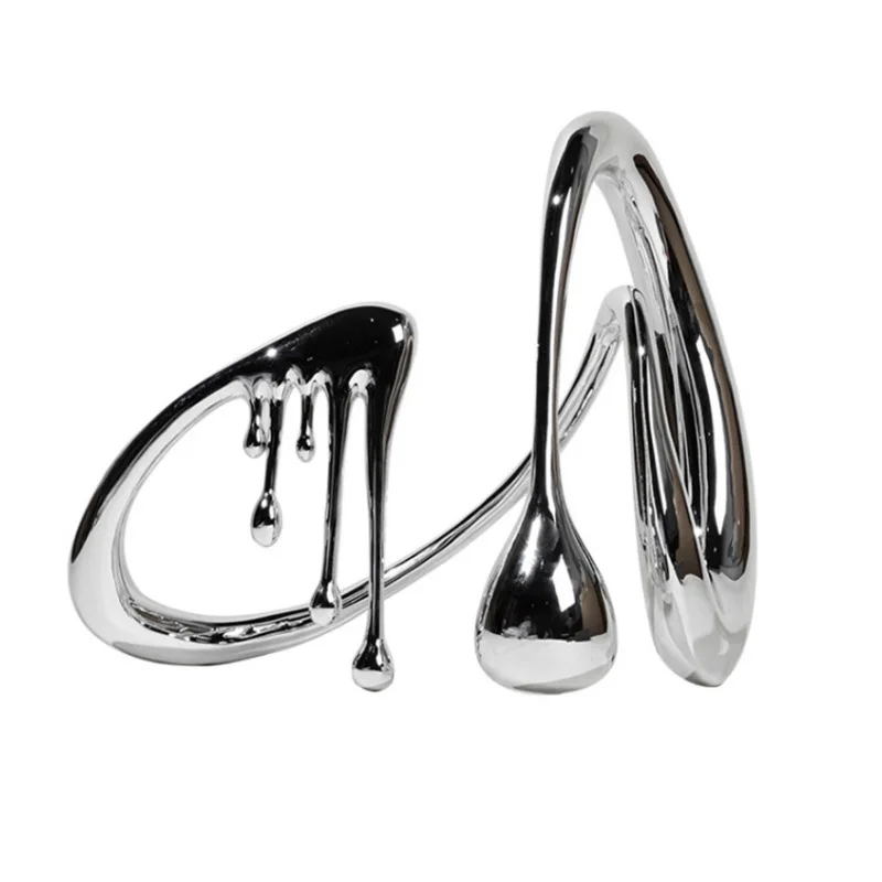 

Silver electroplating fluid ornament modern simple abstract model room sales office living room study home light luxury creativi