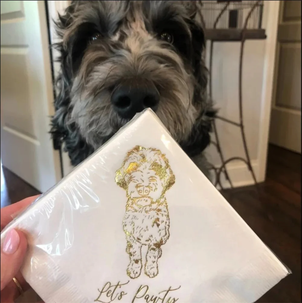 Dog Cocktail Napkins Wedding Napkins Dog Napkins Wedding Napkins Personalized Pet Cocktail Napkin Custom Cocktail Dog Napkins We