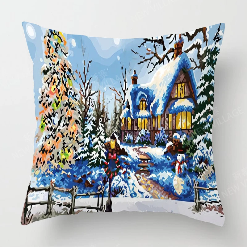 Home living room decoration cushion covers short plush House and Snow throw pillow cover45*45 pillowcase 40x40cm 50x50 45x45