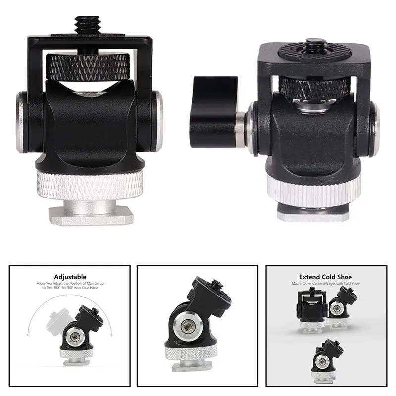 A52T Mini Ball Head Adapter Portable Hot Shoe Mount Tools Flash Camera Accessories Adjustable Angle Photography DSLR