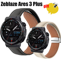 For Zeblaze Ares 3 Plus Strap Smart watch Leather Genuine Folding Magnetic Buckle Women men Band Screen Protector