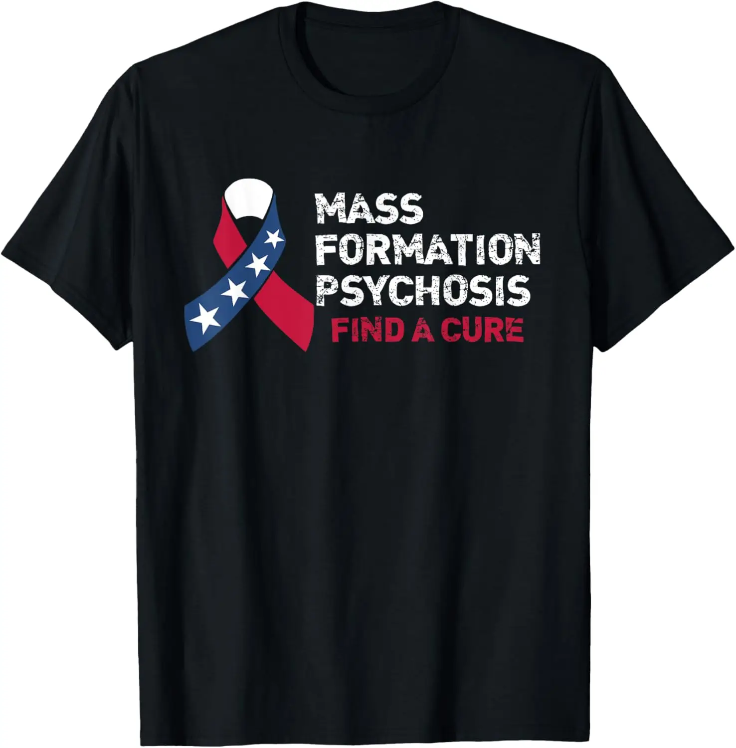 

Mass Formation Psychosis Find A Cure Футболка с лентой с флагом США