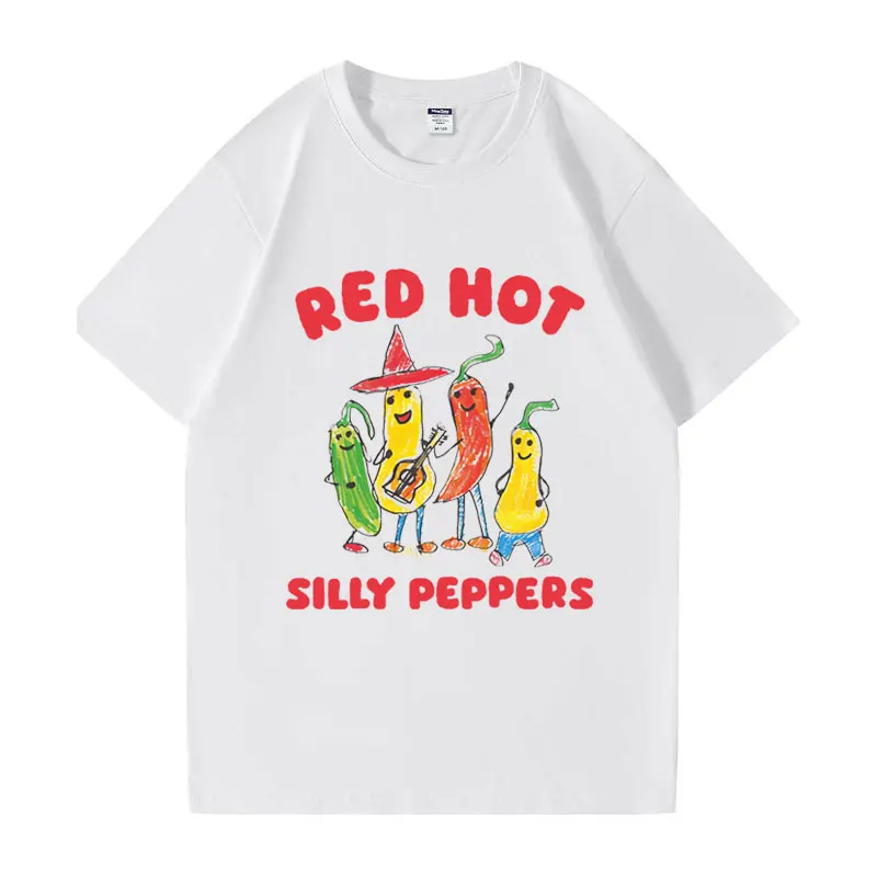 Śmieszne Silly Peppers T Shirt Cartoon Harajuku T-shirt Mężczyźni Kobiety Stylowe Wysokiej Jakości Vintage Oversized Bawełniane Koszulki Z Krótkim Rękawem