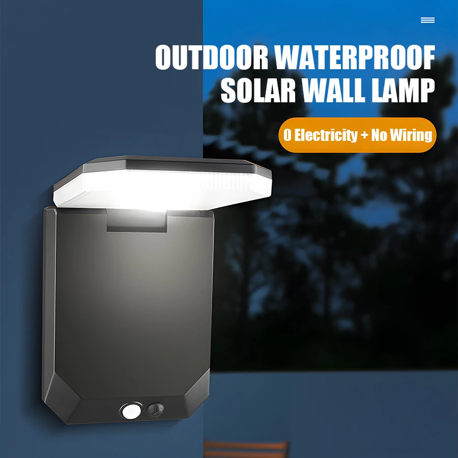 

D2 Outdoor Solar Wall Light Motion Sensor 120° Folding Adjustable Courtyard Light 3 Modes Corridor Balcony Solar Lamp Outdoor