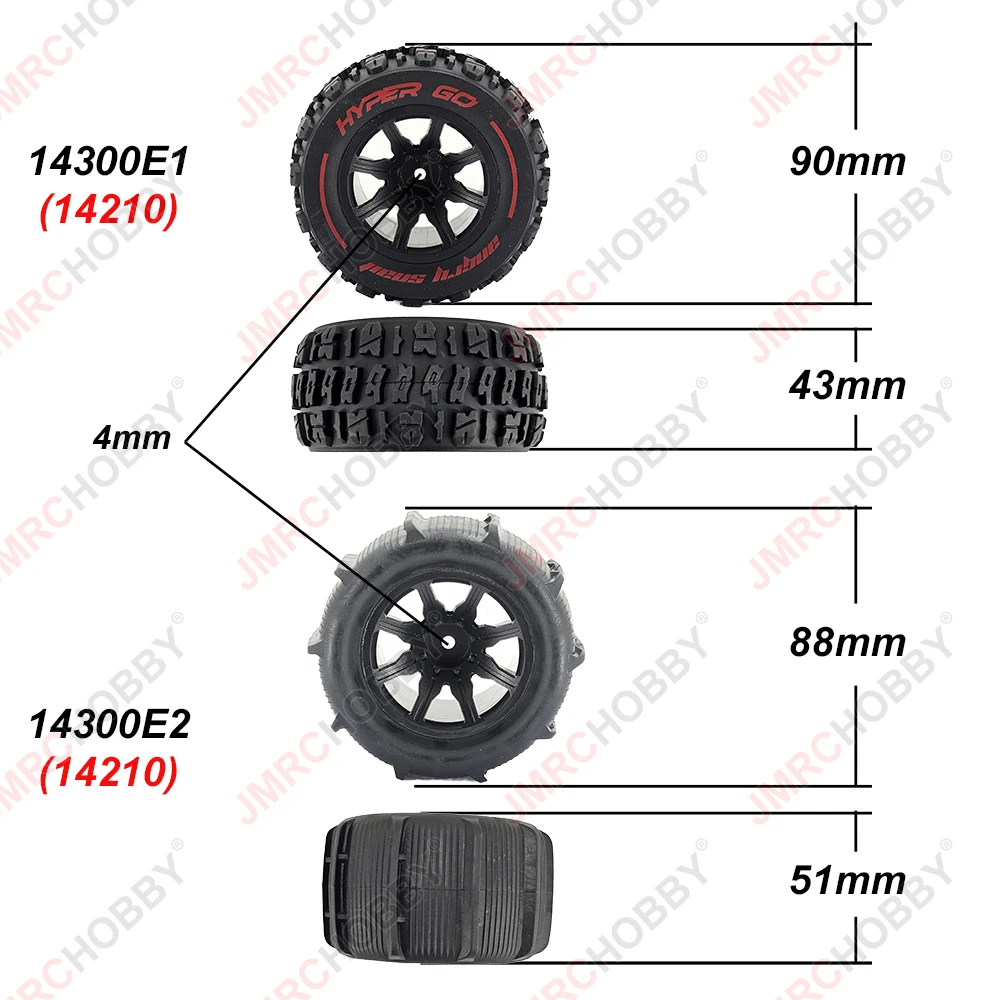 Metal Chassis Corpo Shell Paddle, Off-Road Roda, Acessórios de substituição originais, peças de reposição para MJX Hyper Go 14209 e 14210