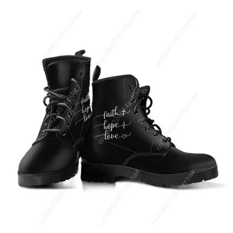 Faith Leather Boots / Faith Handcrafted Custom Print Boots / Faith Men's Women's Winter Boots
