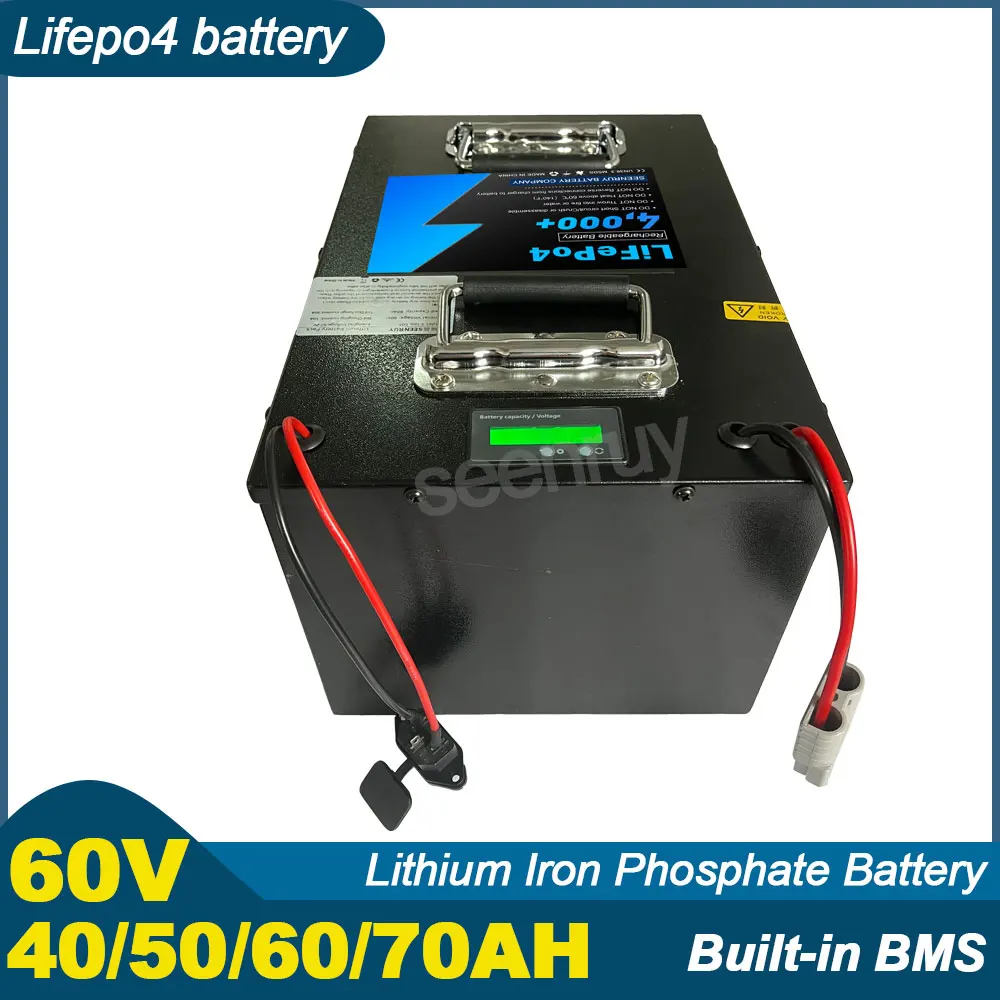 60V 40AH 50AH 60Ah 70AH Lifepo4 With Charger Lithium Iron Phosphate Battery Perfect For Ebike Tricycle Motorcycle Scooter