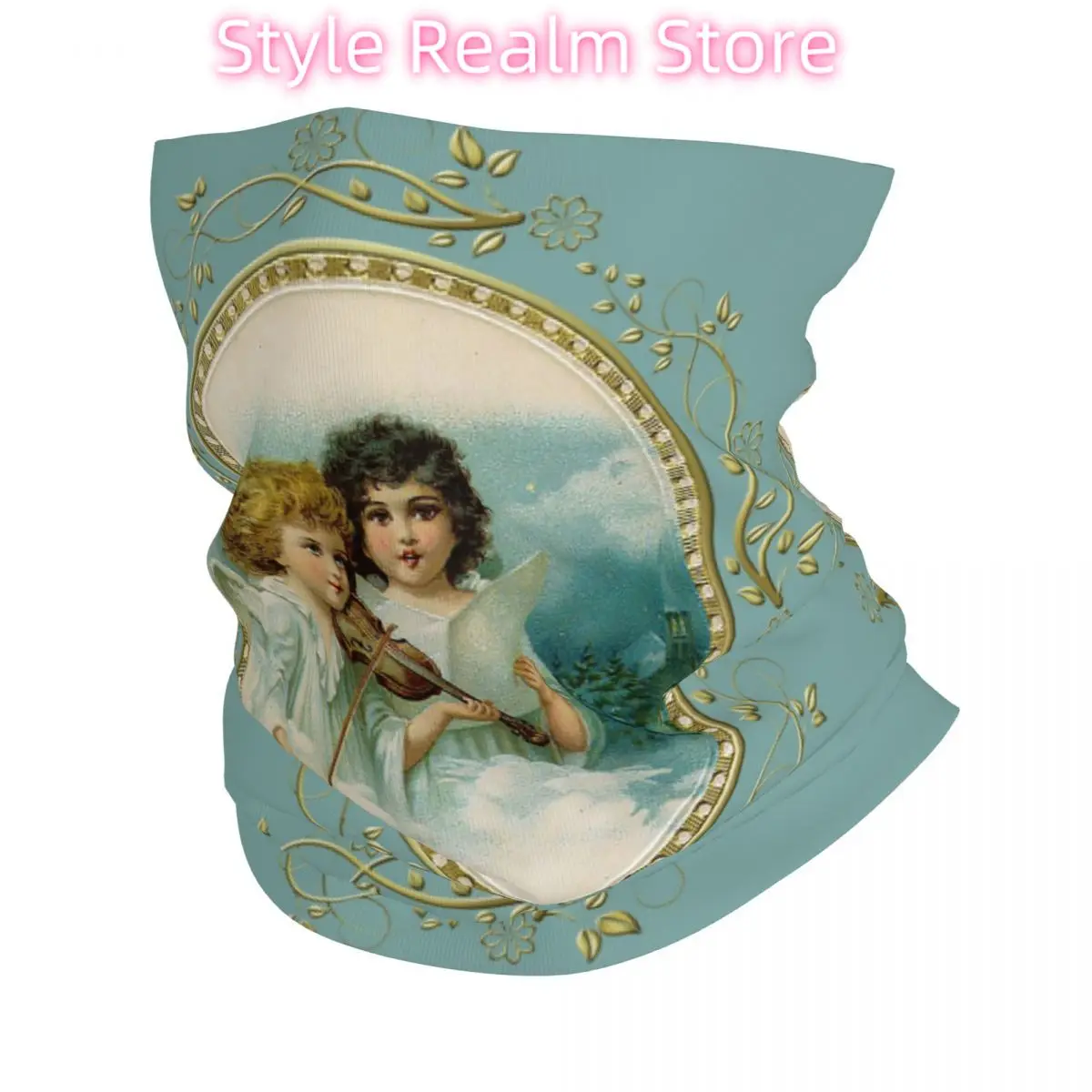 

Custom Victorian Angel Bandana Winter Neck Warmer Women Windproof Wrap Face Scarf for Ski And The Angels Sing Gaiter Headband