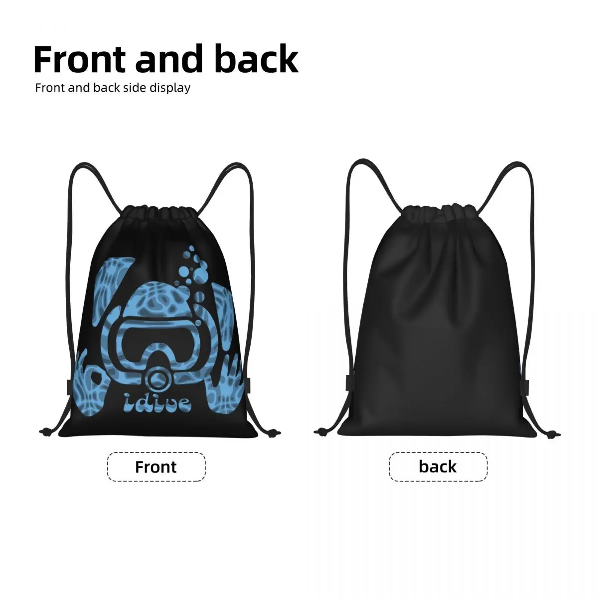 Custom Scuba Dive Aqua Blues IDive OK Drawstring Bags Men Women Lightweight Diving Diver Sports Gym Storage Backpack