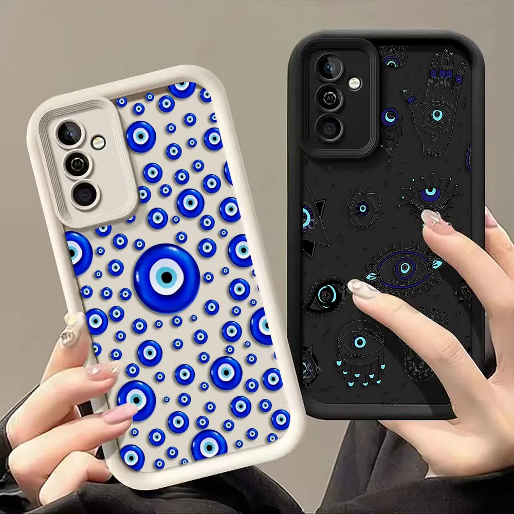 Phone Case For Samsung A07 A24 A34 A30 A50 A70 A03S A04 A05S A06 A10 A11 A12 M36 M54 NOTE 20 Cover Lucky Print Eye Blue Evil Eye