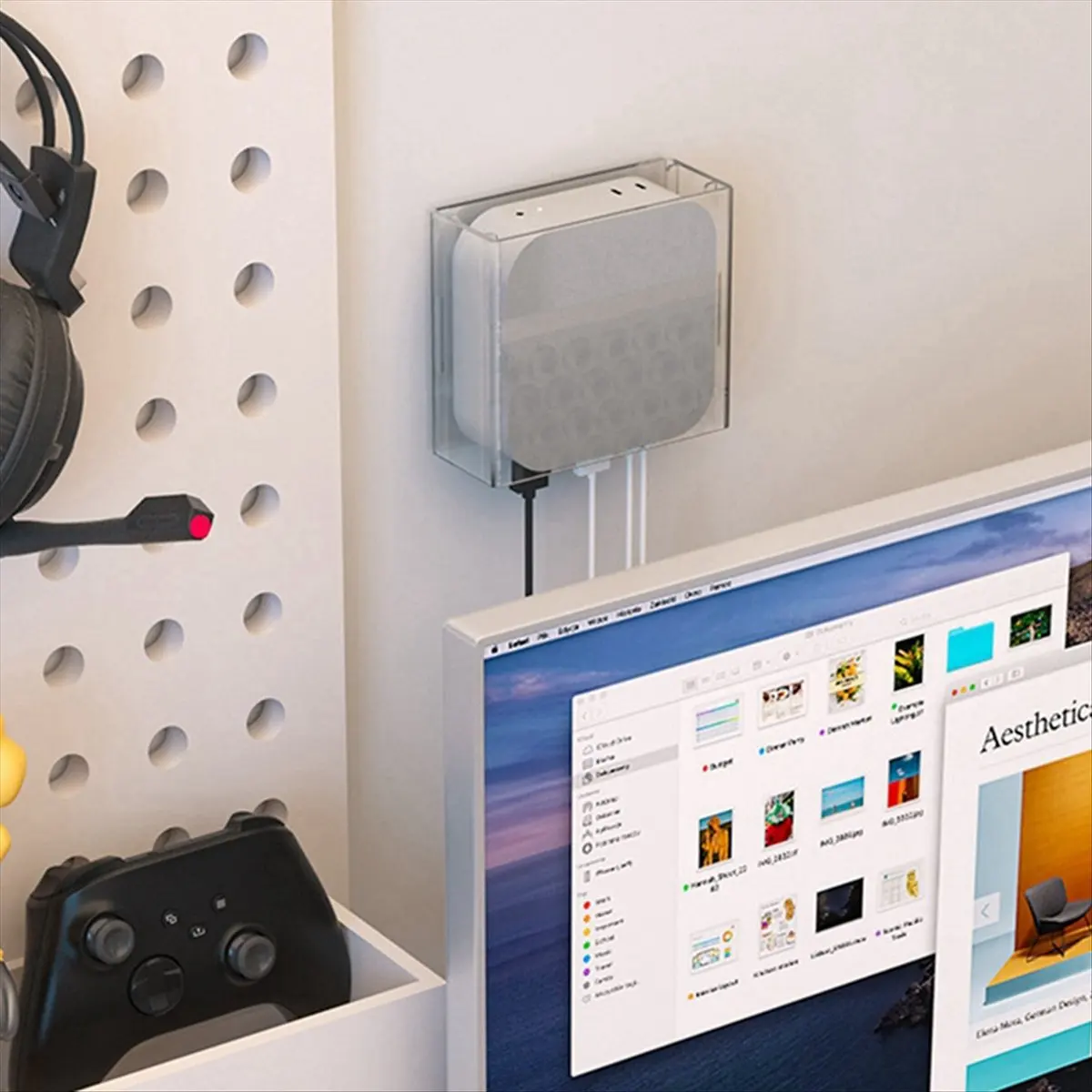 goodDT Acrylic Case Stand for Mac Mini M4 Under-Desk Wall Storage Stand