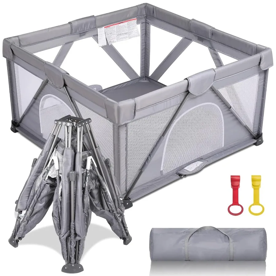 

Складной детский манеж, очень большая игровая ручка для малышей и малышей, игровой двор для детского забора, безопасный детский портативный (50 "X 50", серый)