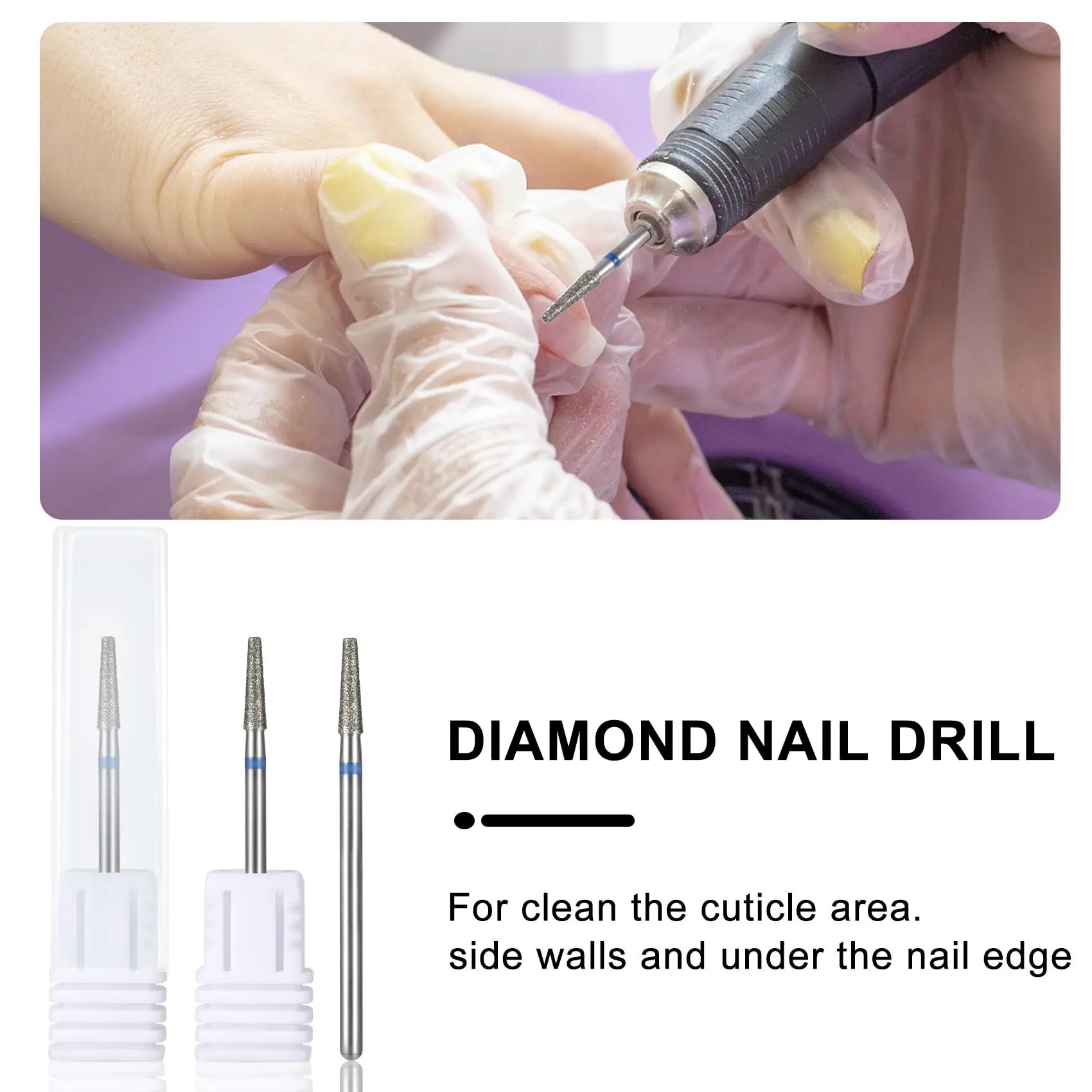 3/32 "punta da trapano per unghie per cuticole argento sicurezza professionale punte per lime diamantate Manicure per detergente per lucidatura delle unghie rimozione della cuticola