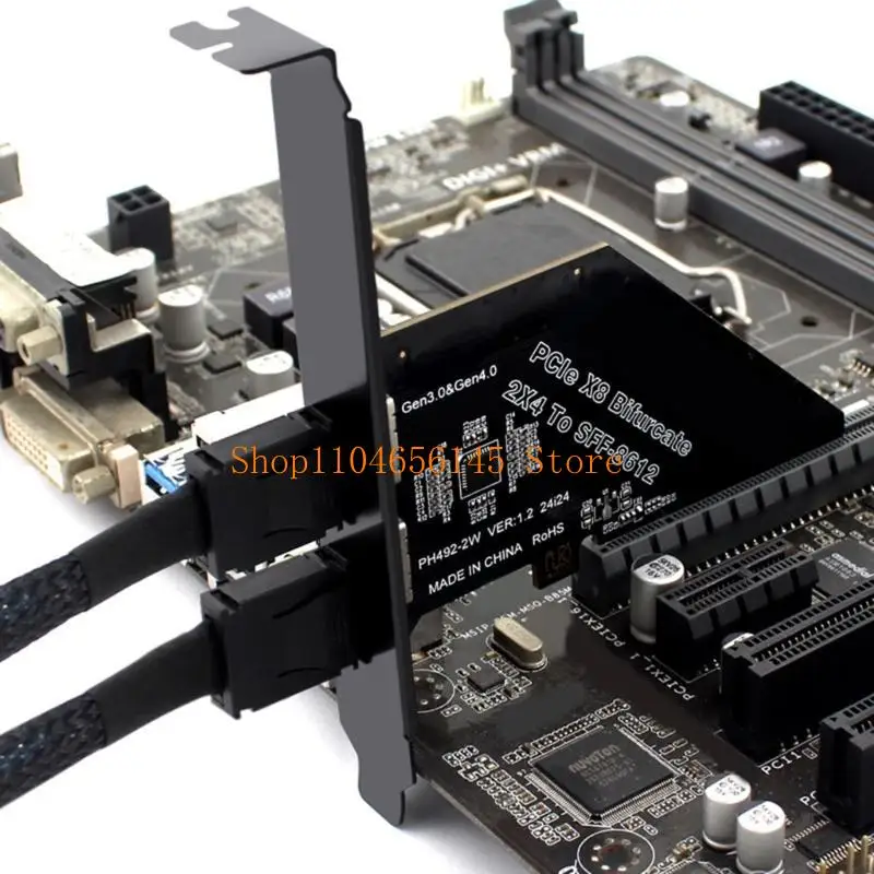 

652F PCIe 4.0X8 to SFF 8612 8611 Oculink Split Adapter Uplink PCle Gen4x8 128Gbps