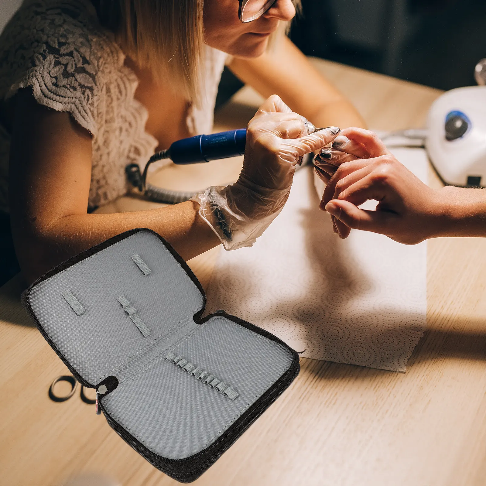 Nail Art Storage Case Waterproof Portable Large Capacity Manicure Brush Holder Compact Nail Pen Storage Pouch Manicure Accessory