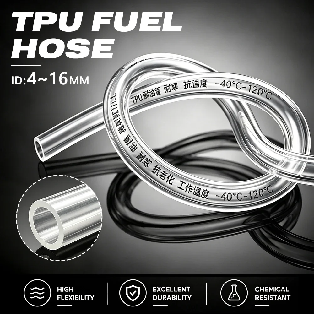 ID 4mm~16mm Transparent High Pressure TPU Fuel Hose Oil Resistant AntiLeak Flexible Petrol Tube for Power & Fuel Transfer