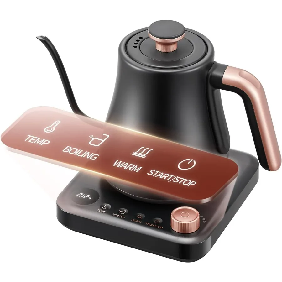 

Gooseneck Electric Kettle 1000W Temperature Control 0.8L Stainless Steel Coffee Tea Kettle Keep Warm Black