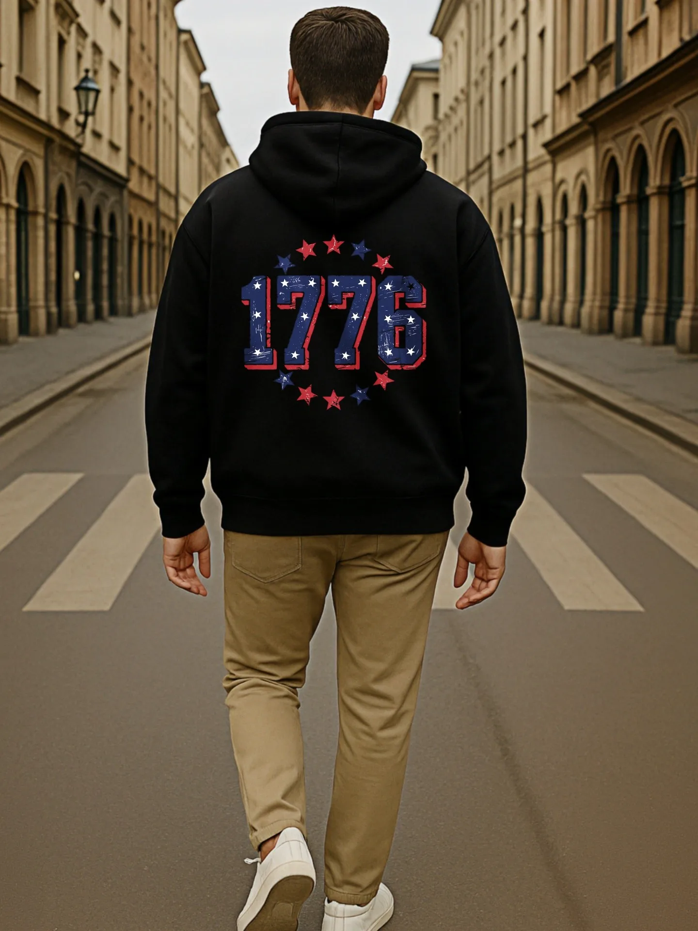 هوديي جرافيك للرجال، طباعة 1776، طراز كاجوال، قماش ناعم، للرجال، للارتداء اليومي #2