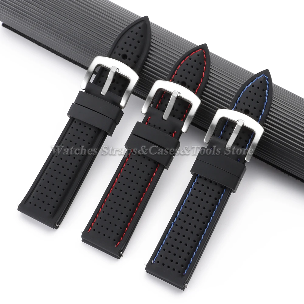New Breathable Silicone Sports Band for Huawei for Samsung Watchband 20mm 22mm Rubber Strap for Tissot for Omega for Seiko Watch