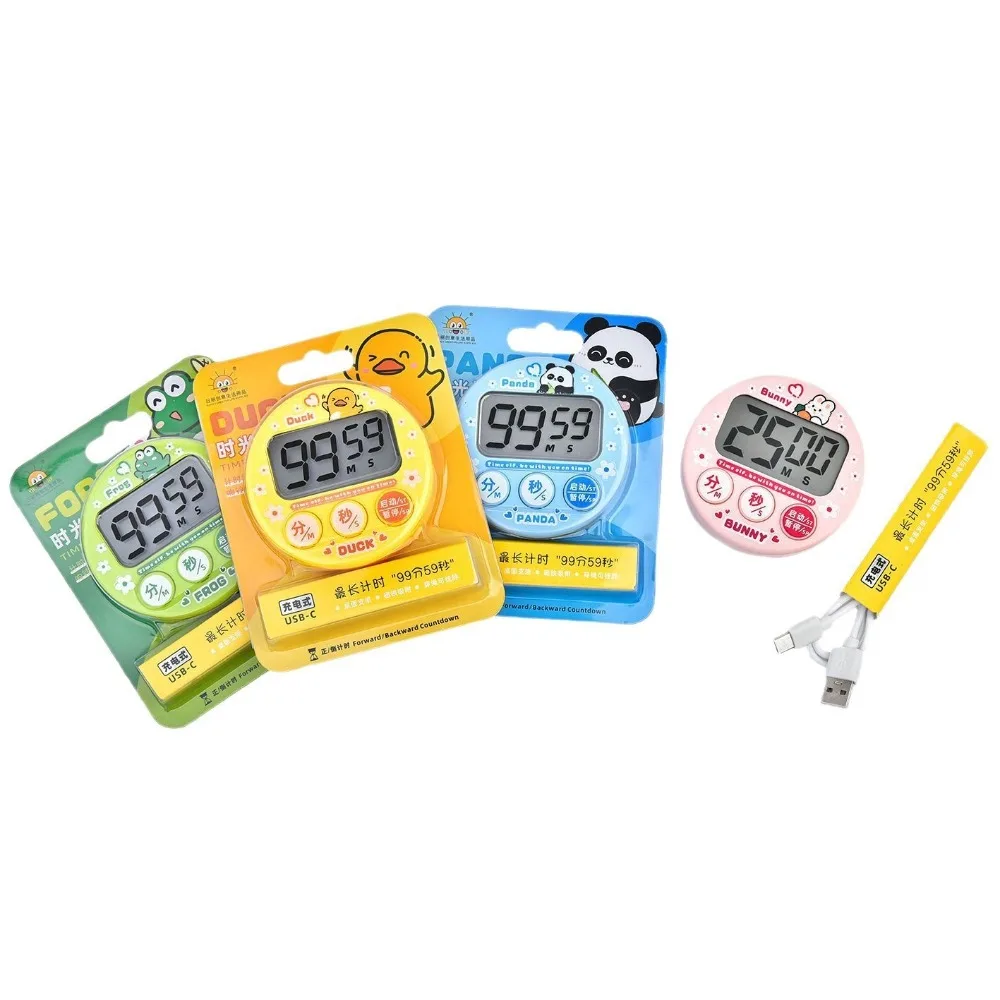 Pengingat Memanggang Dapur Pengatur Waktu Disiplin Diri Kartun Bergaya Penghitung Waktu Mundur Dapat Diisi Ulang Pelacak Jam Alarm