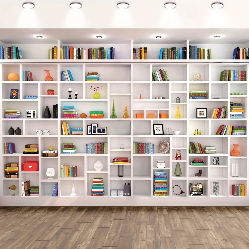 Weiße Bücherregal Fotografie Hintergrund Bibliothek moderne Büro Bücherregal Hintergrund Home Office Zoom Meeting Video konferenz