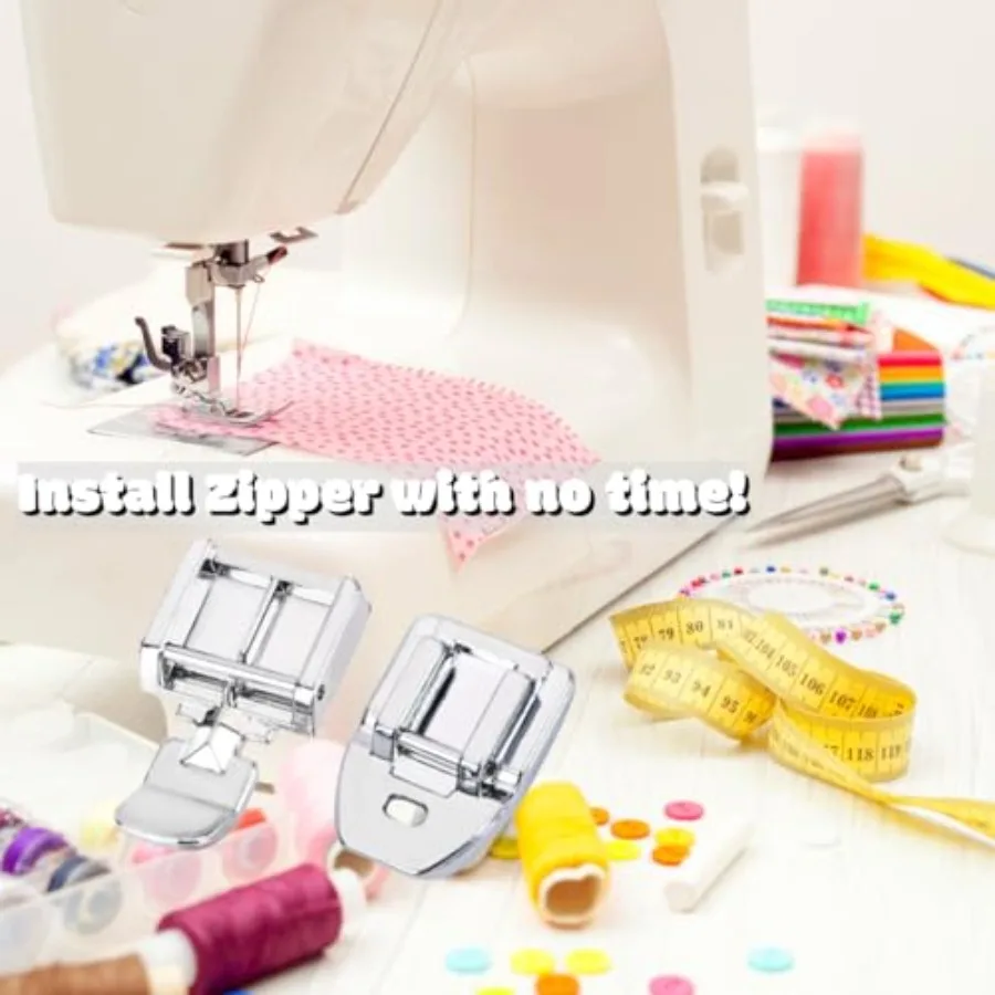Zipper Foot Kit Includes Invisible Zipper Foot and Wide Zipper Presser Foot for All Low Shank Snap On Singer, Brother, Babylock view 6