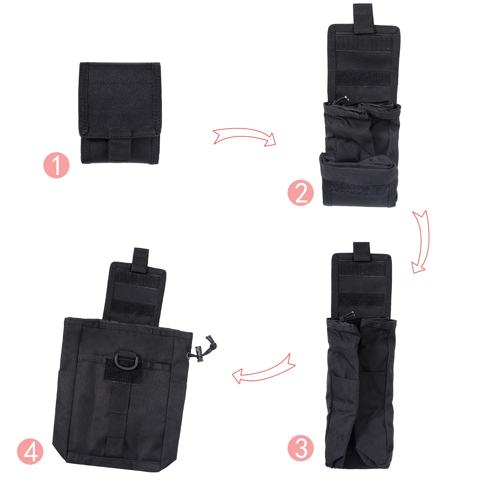 Bolsa de basura de poliéster 1000D MOLLE para revistas, bolsa de almacenamiento EDC de reciclaje con cordón, bolsillo colgante plegable para la