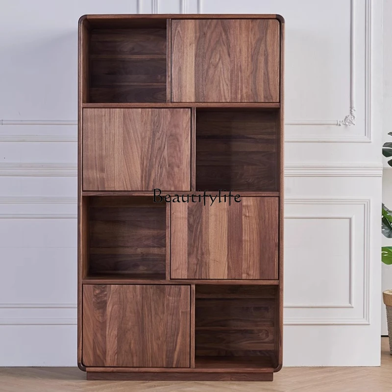 

2North American black walnut solid wood bookshelf bookcase combination pure solid wood