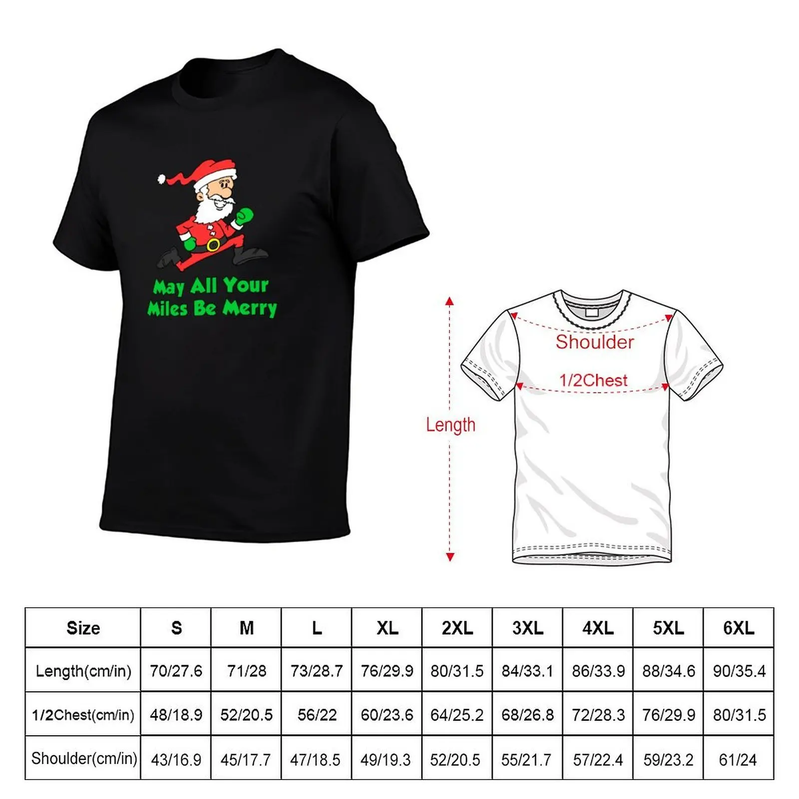 May All Your Miles Be Merry Running Santa Cartoon T-Shirt t shirts cotton 100% funny t shirts cotton T-Shirt