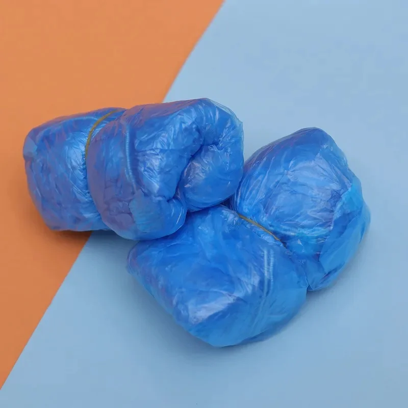 Blue Disposable Plastic Shoe Covers 36x15cm Waterproof Polyethylene Elasticated Size Fits All Scenarios